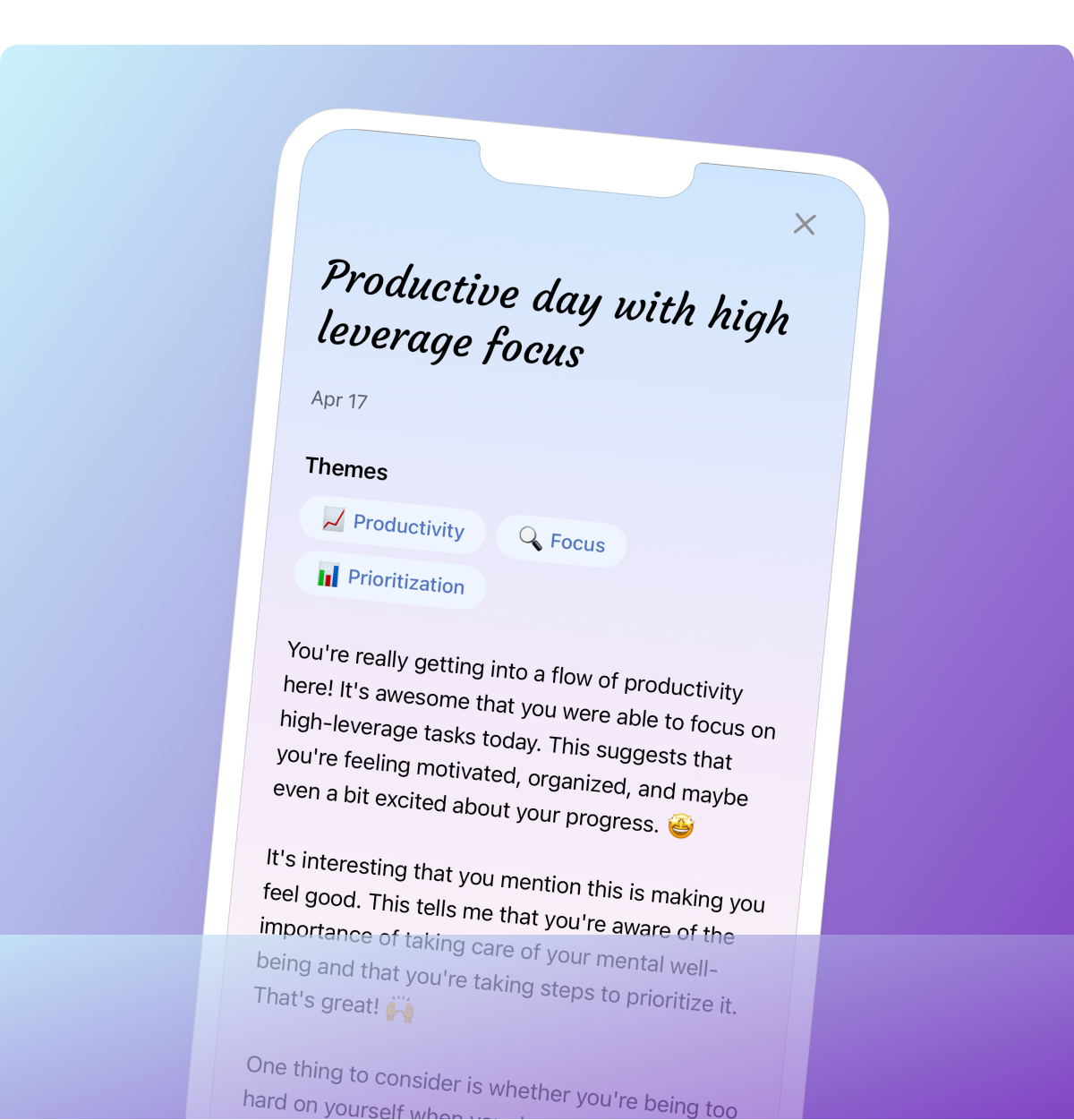 Journee app interface - personalized insights