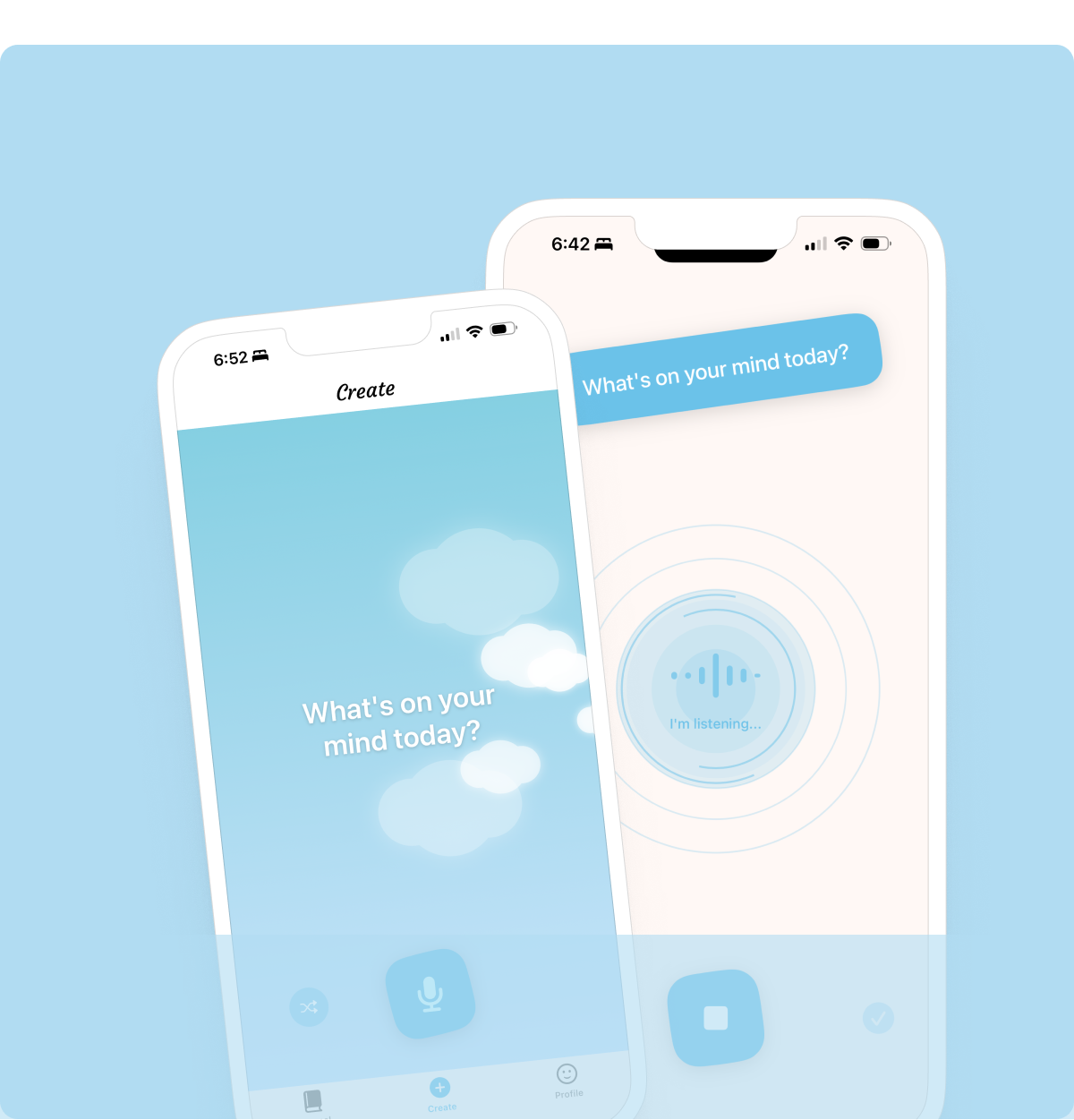 Journee app interface - voice recording
